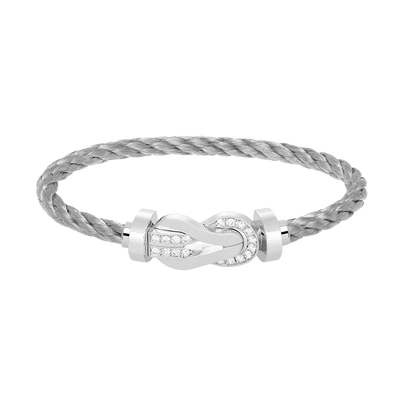 [AuraEcho]CHANCE LARGE 8 FIGURE BUCKLE HALF DIAMOND BRACELET SILVER