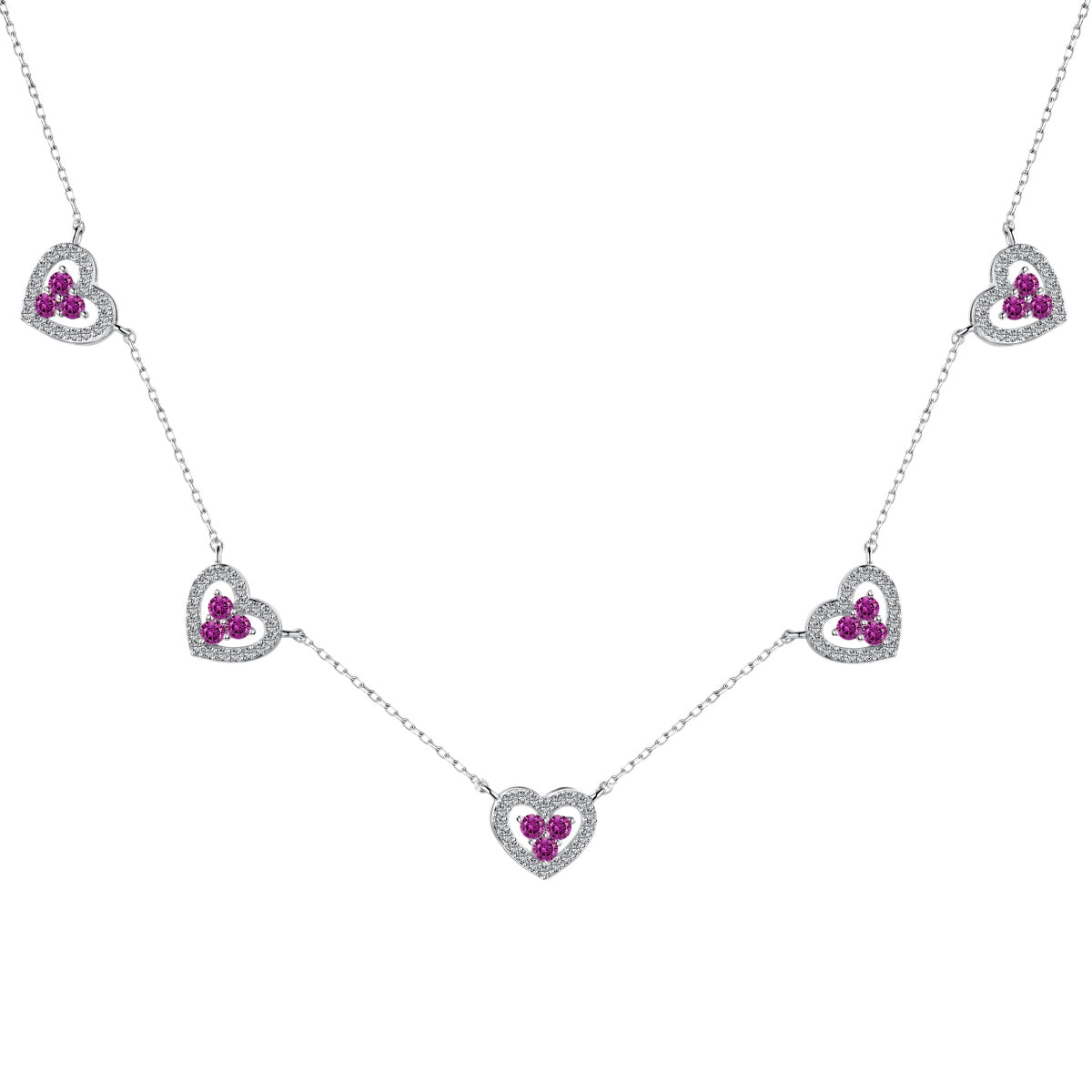 [AuraEcho]Sparkling Five Heart Necklace