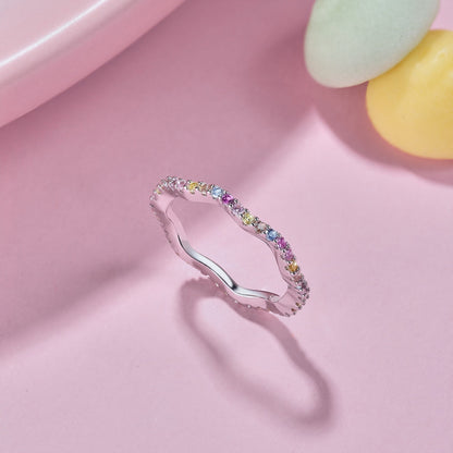 [AuraEcho]Dainty Colorful Round Cut Party Ring
