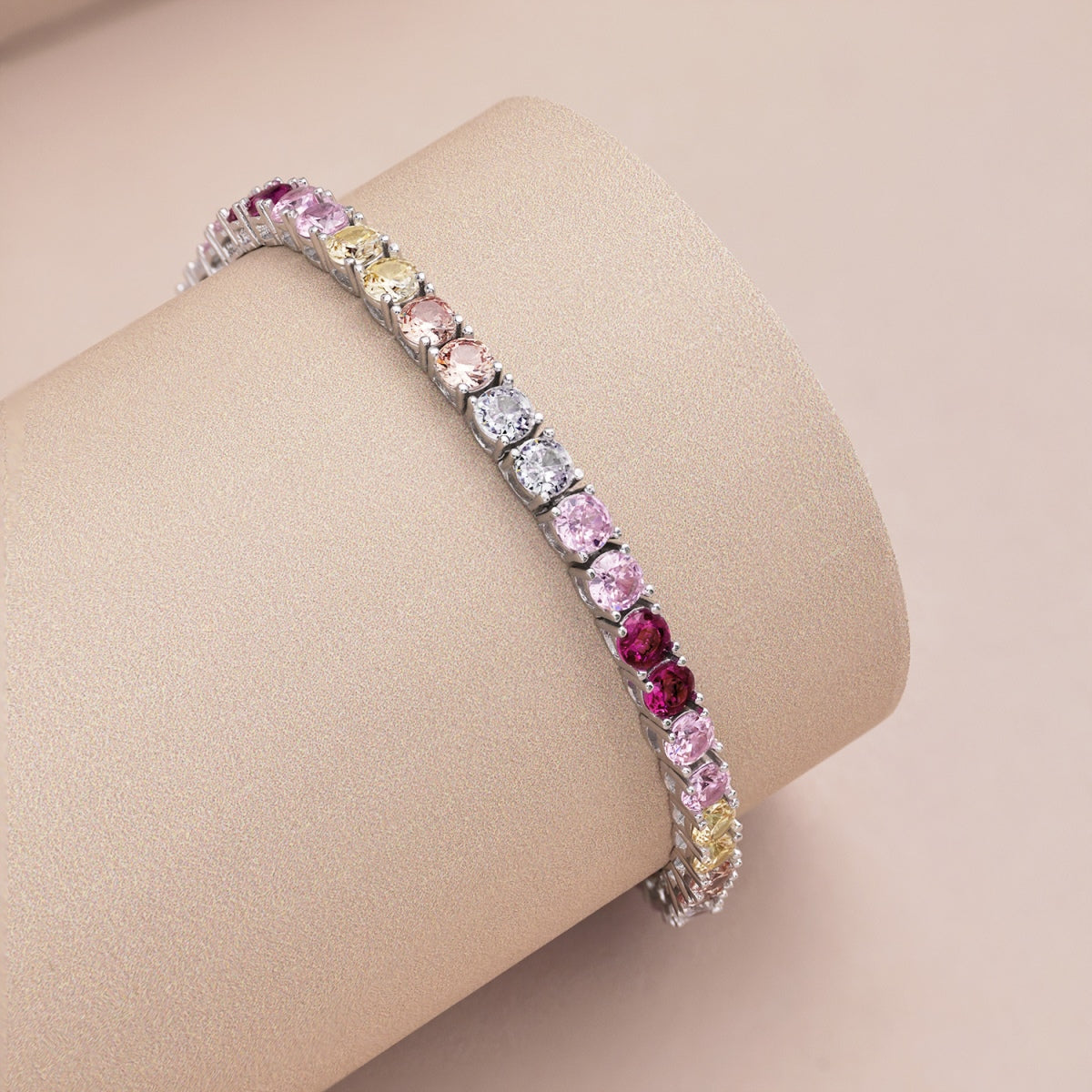 [AuraEcho]Radiant Colorful Round Cut Tennis Bracelet