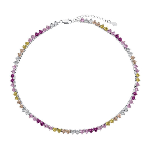[AuraEcho]Sparkling Colorful Full Heart Tennis Necklace