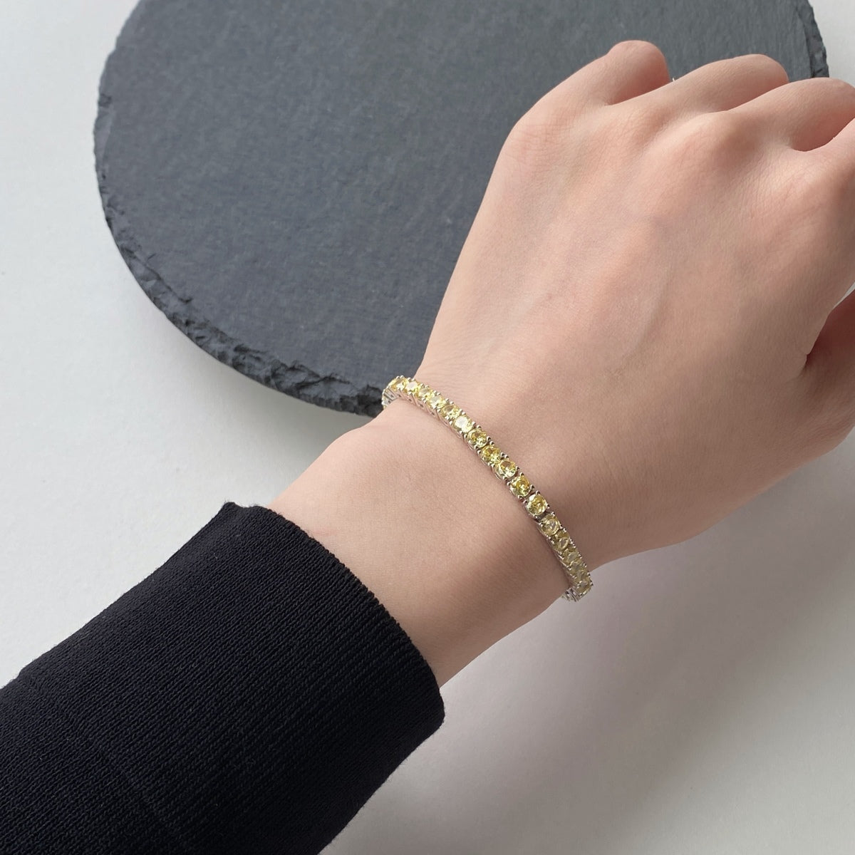 [AuraEcho]Ornate Dazzling Round Cut Tennis Bracelet