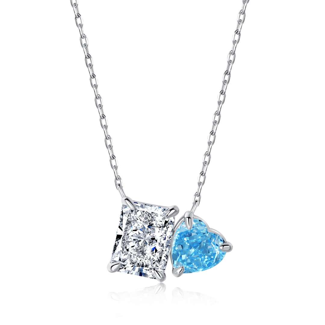 [AuraEcho]Dazzling Square & Heart Shape Necklace