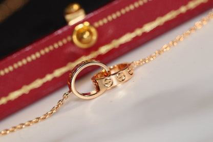 [AuraEcho]LOVE NECKLACE PINK GOLD AND SILVER
