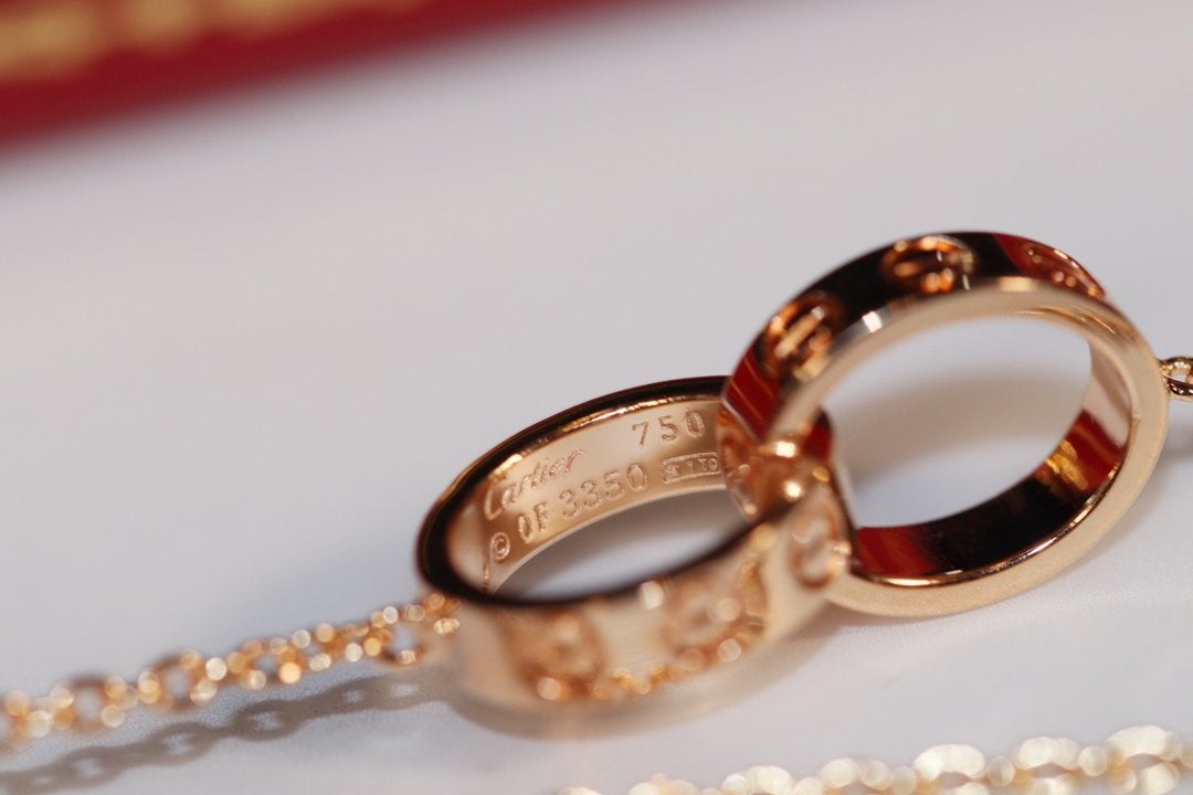 [AuraEcho]LOVE NECKLACE PINK GOLD AND SILVER