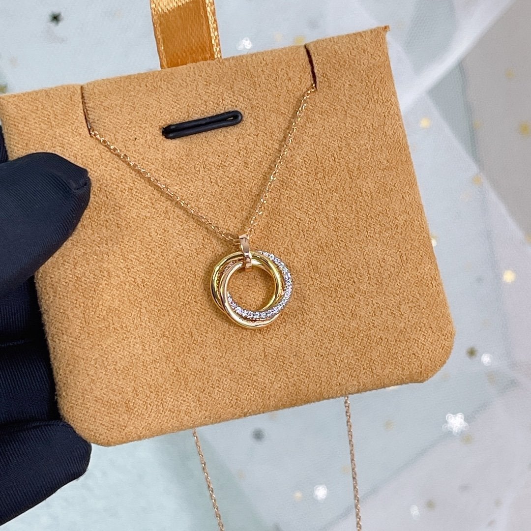 [AuraEcho]TRINITY NECKLACE SILVER GOLD PINK GOLD DIAMONDS