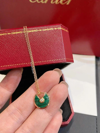 [AuraEcho]AMULETTE ROSE GOLD MALACHITE NECKLACE