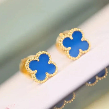 [AuraEcho]CLOVER MINI 9.5MM TURQUOISE EARRINGS