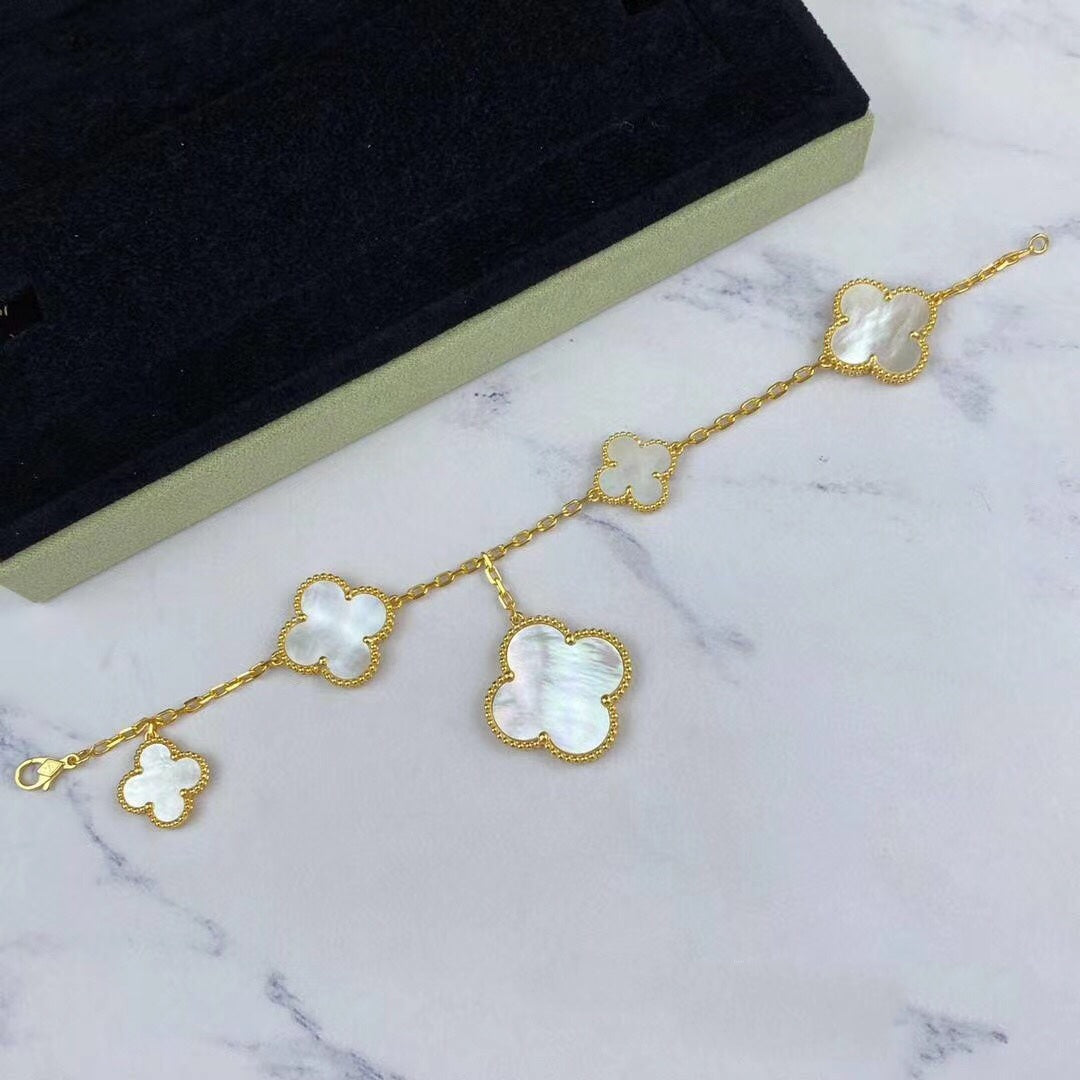 [AuraEcho]MAGIC CLOVER MOP GOLD BRACELET 5 MOTIFS