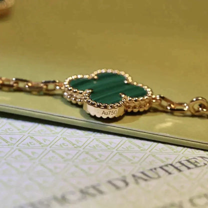 [AuraEcho]CLOVER 5 MOTIFS MALACHITE BRACELET