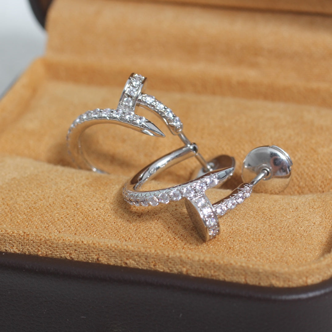 [AuraEcho]JUSTE EARRINGS 12.75MM SILVER DIAMOND