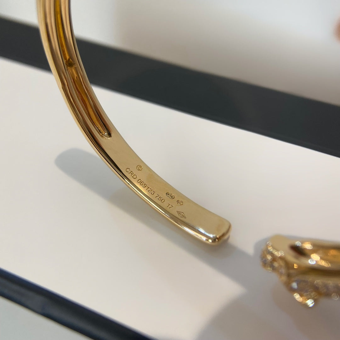[AuraEcho]PANTHERE GOLD DIAMOND OPEN BRACELET