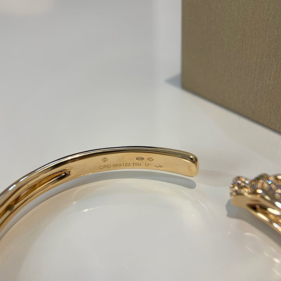 [AuraEcho]PANTHERE GOLD DIAMOND OPEN BRACELET