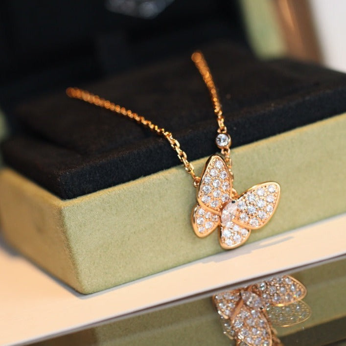 [AuraEcho]BUTTERFLY DIAMOND NECKLACE