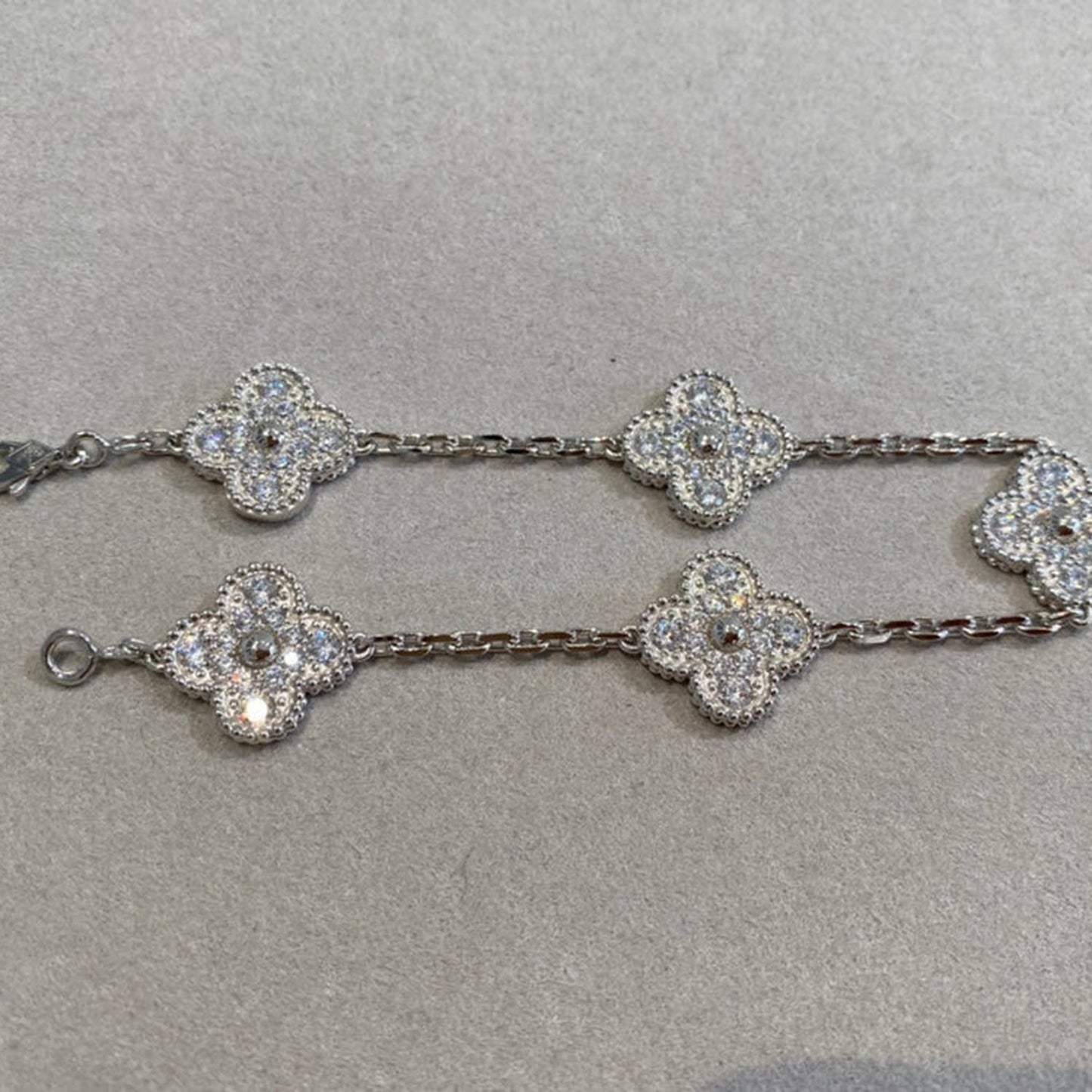 [AuraEcho]CLOVER 5 MOTIFS  DIAMOND BRACELET SILVER