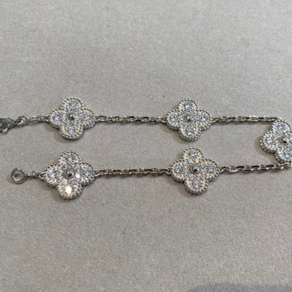 [AuraEcho]CLOVER 5 MOTIFS  DIAMOND BRACELET SILVER