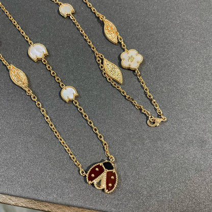 [AuraEcho]LUCKY SPRING 15 MOTIFS GOLD NECKLACE