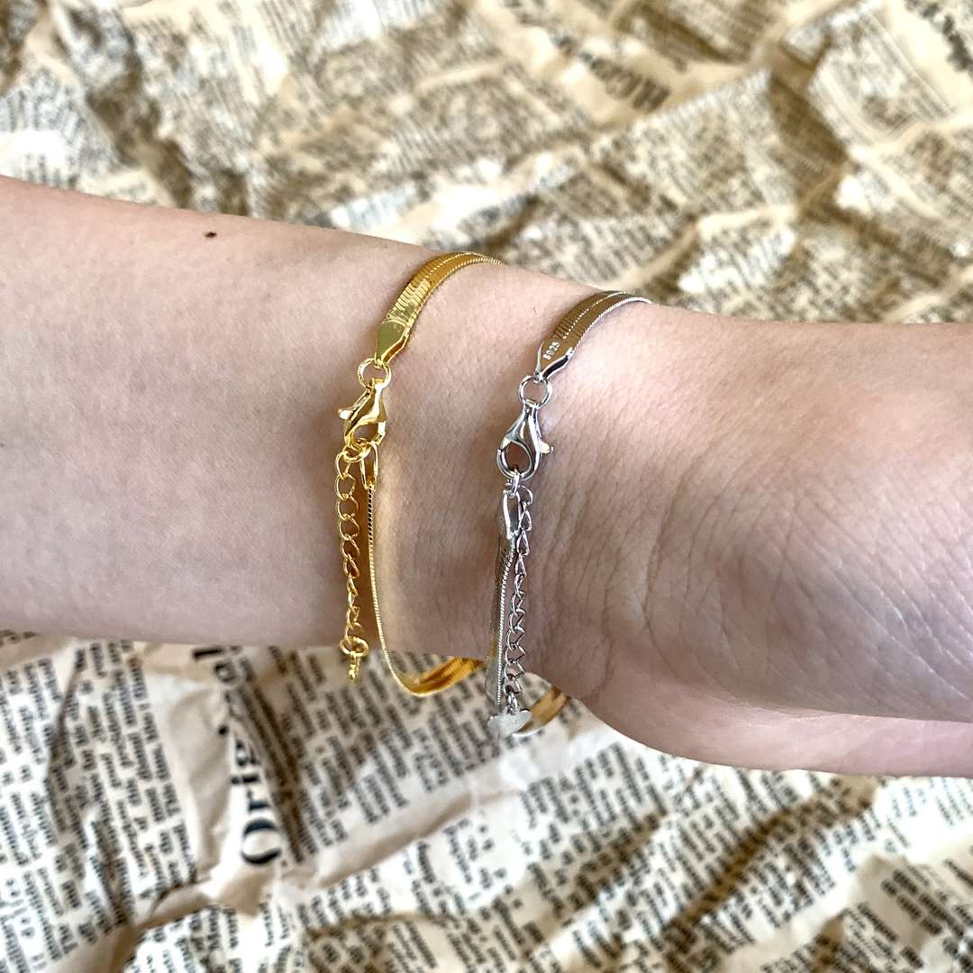 [AuraEcho]Flat Snake Bone Chain Blade Necklace