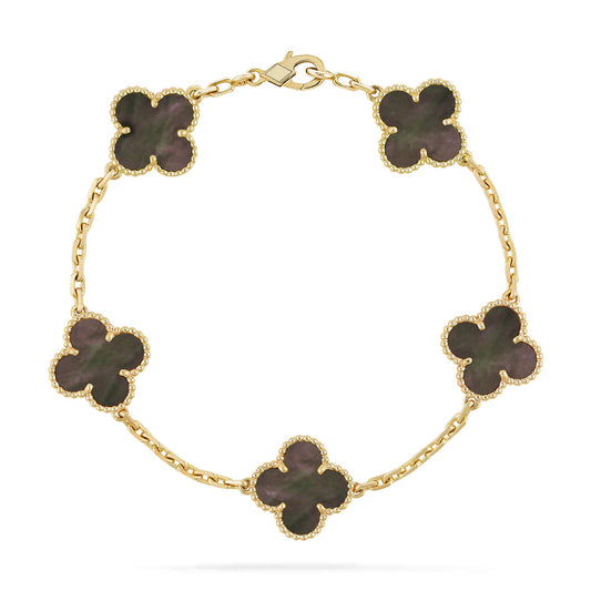 [AuraEcho]CLOVER 5 MOTIF GRAY MOP  BRACELET