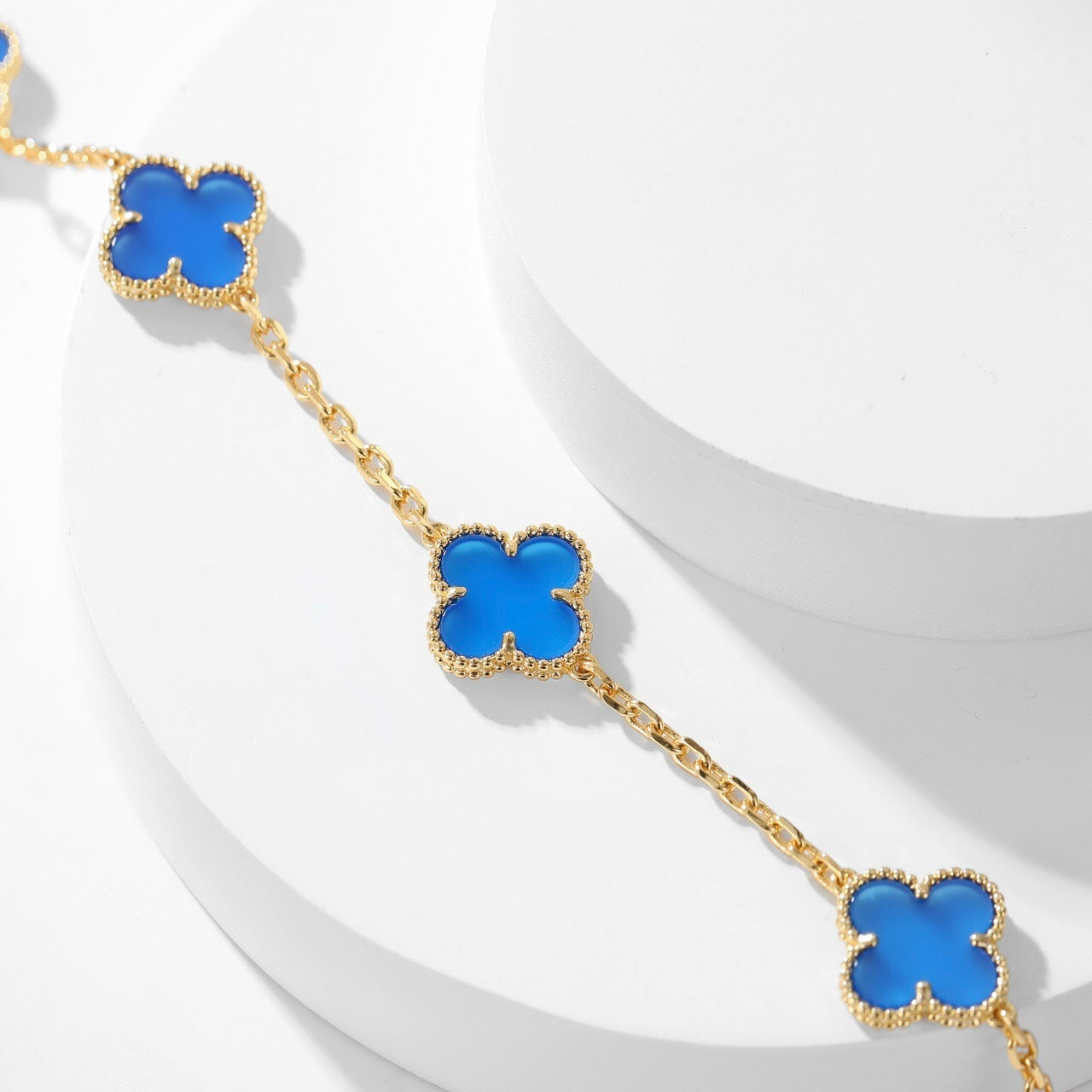 [AuraEcho]CLOVER 10 MOTIFS BLUE AGATE NECKLACE