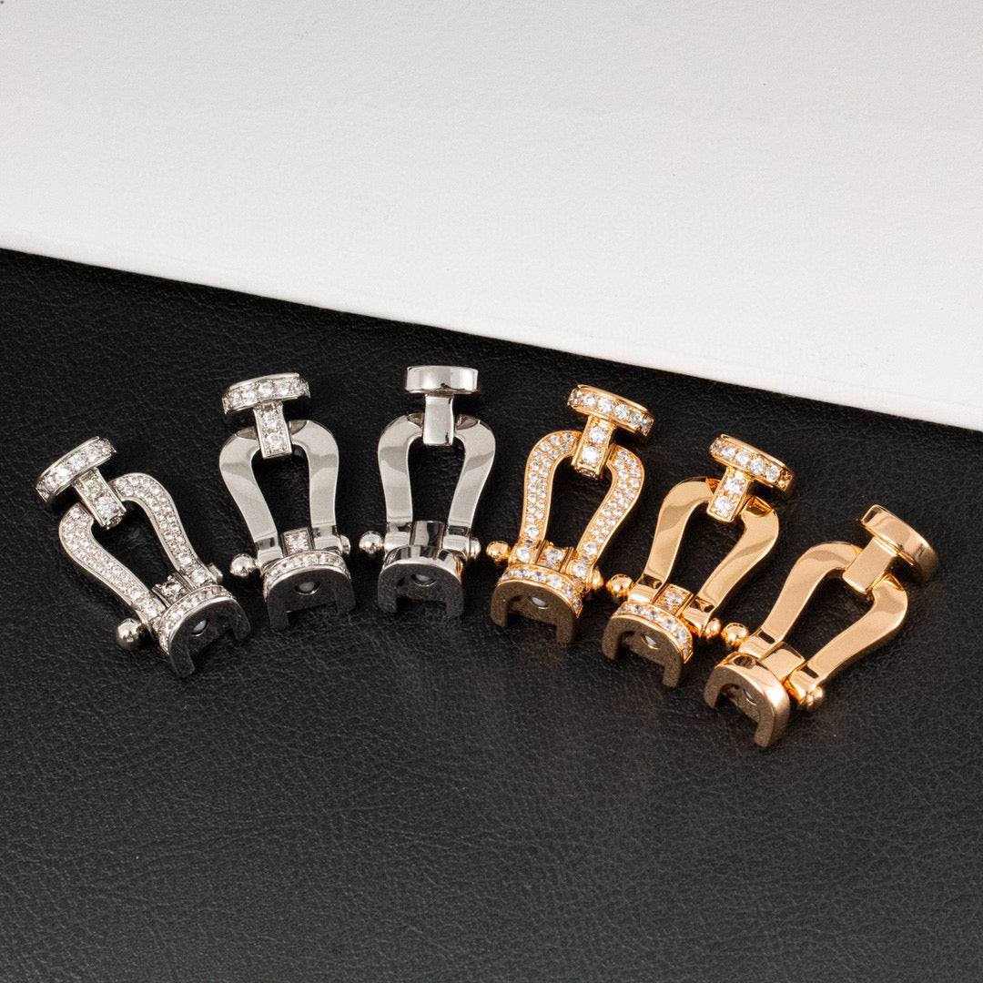 [AuraEcho]FORCE LARGE HORSESHOE HALF DIAMOND BRACELET SILVER