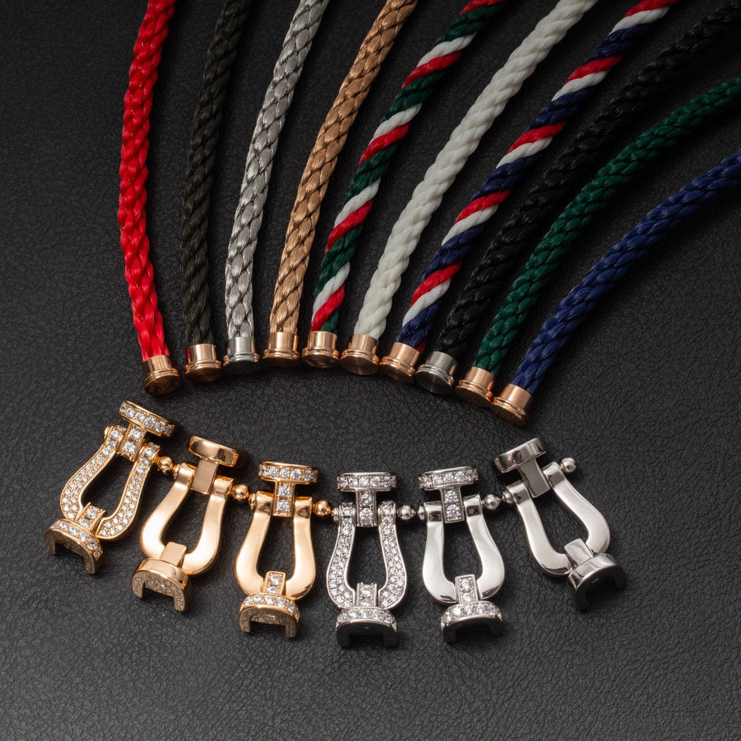 [AuraEcho]FORCE LARGE HORSESHOE HALF DIAMOND BRACELET GOLD