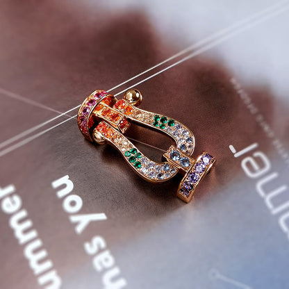 [AuraEcho]FORC LARGE HORSESHOE  COLORED DIAMOND BRACELET SILVER
