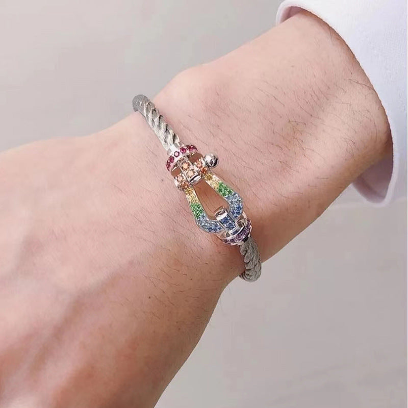 [AuraEcho]FORCE LARGE HORSESHOE  COLORED DIAMOND BRACELET ROSE GOLD