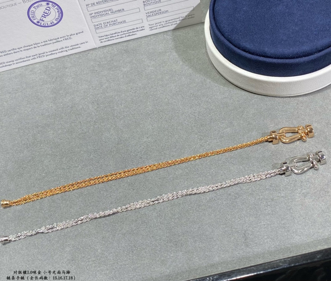 [AuraEcho]FORCE SMALL HORSESHOE  DIAMOND CHAIN ROPE BRACELET