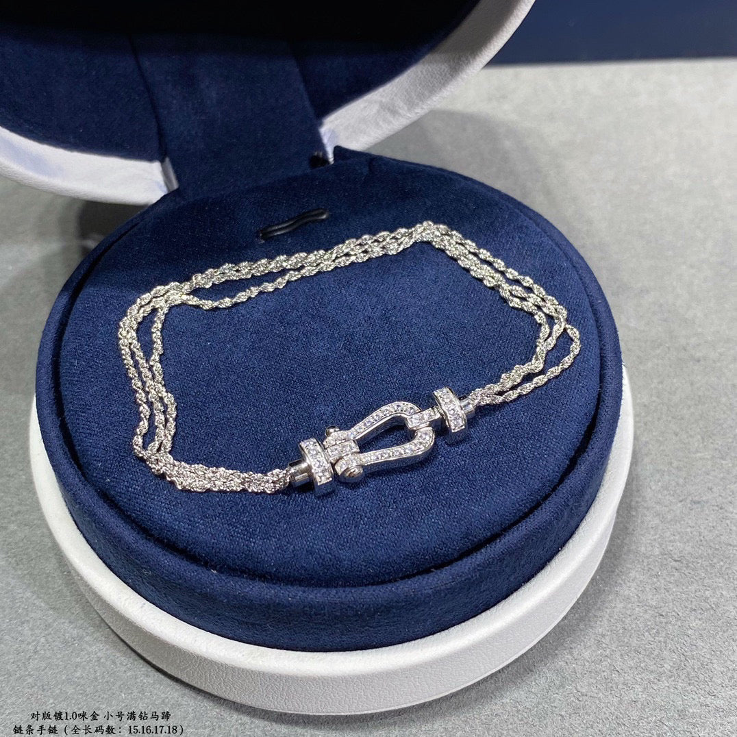 [AuraEcho]FORCE SMALL HORSESHOE  DIAMOND CHAIN ROPE BRACELET