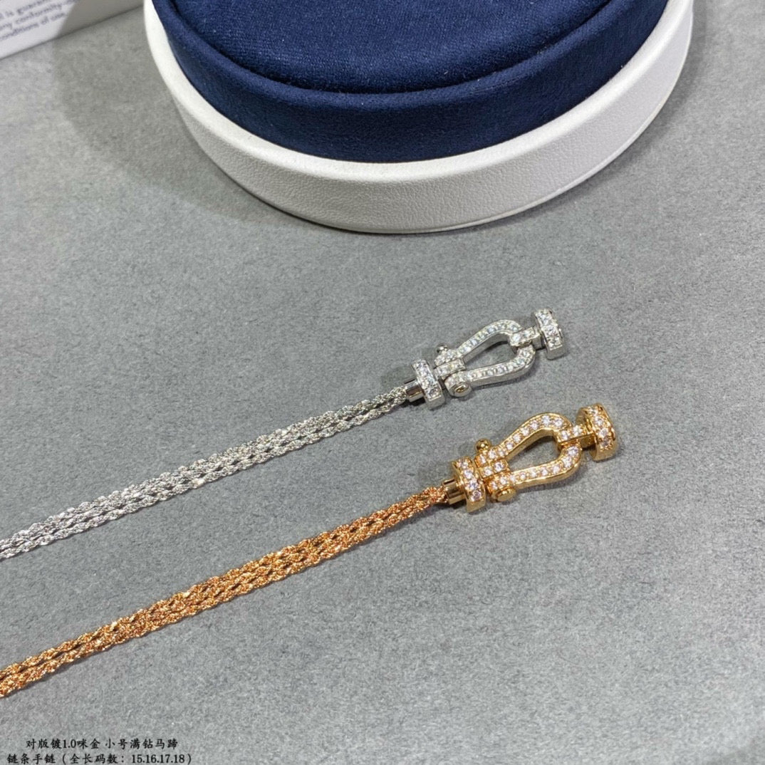 [AuraEcho]FORCE SMALL HORSESHOE  DIAMOND CHAIN ROPE BRACELET