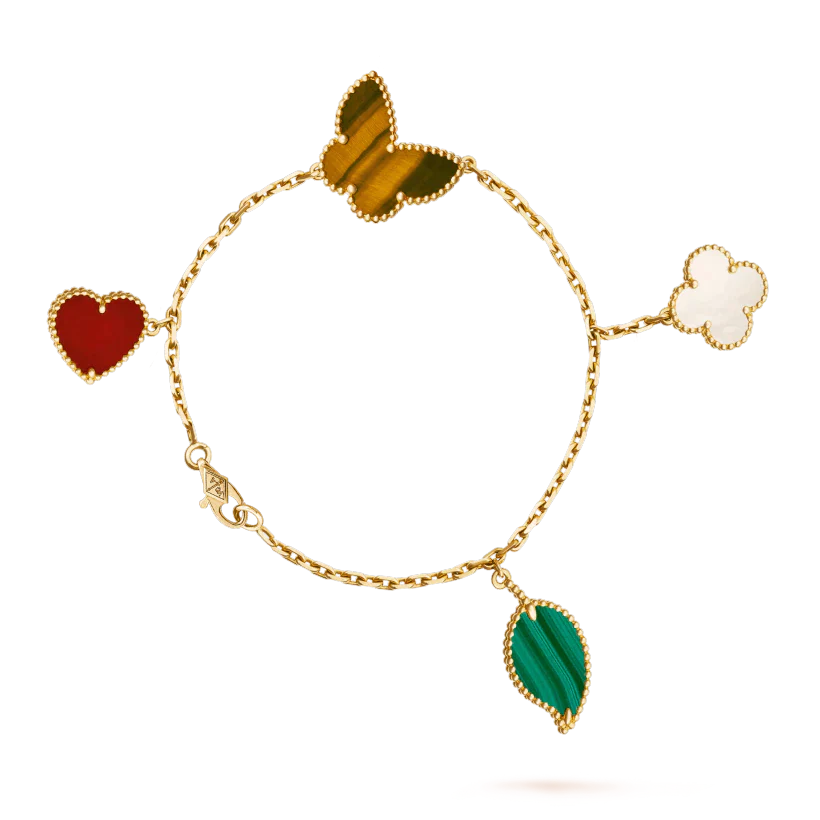 [AuraEcho]LUCKY SPRING 5 MOTIF GOLD BRACELET