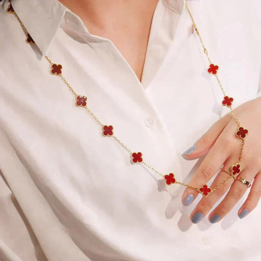 [AuraEcho]CLOVER 20 MOTIFS CARNELIAN NECKLACE