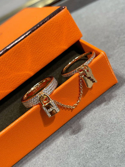 [AuraEcho]HM KELLY CLOCHETTE DOUBLE RING IN  WITH DIAMONDS