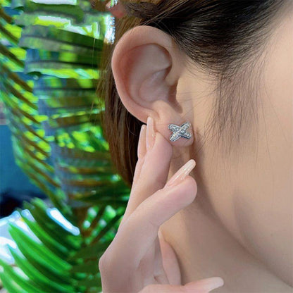 [AuraEcho]JEUX DE SILVER DIAMOND EARRINGS