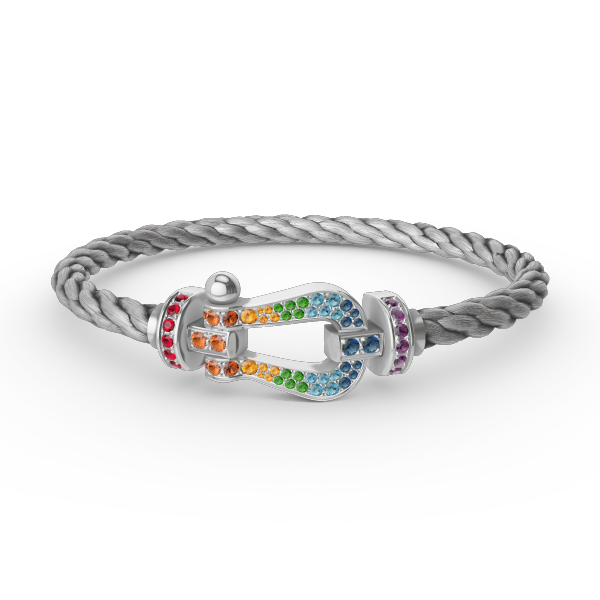 [AuraEcho]FORC LARGE HORSESHOE  COLORED DIAMOND BRACELET SILVER
