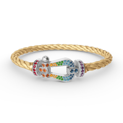 [AuraEcho]FORC LARGE HORSESHOE  COLORED DIAMOND BRACELET SILVER