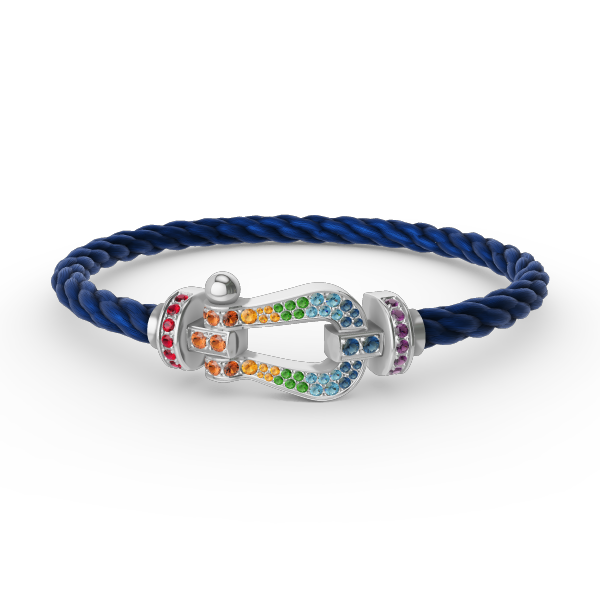 [AuraEcho]FORC LARGE HORSESHOE  COLORED DIAMOND BRACELET SILVER