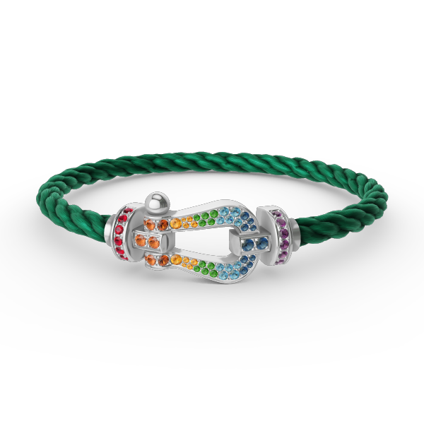 [AuraEcho]FORC LARGE HORSESHOE  COLORED DIAMOND BRACELET SILVER