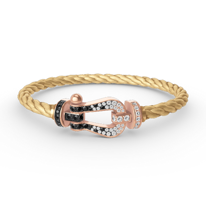 [AuraEcho]FORCE LARGE HORSESHOE BLACK WHITE DIAMOND BRACELET ROSE GOLD
