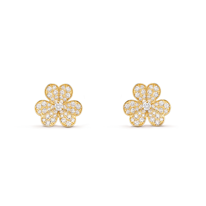 [AuraEcho]FRIVOLE GOLD FLOWER DIAMOND EARRINGS