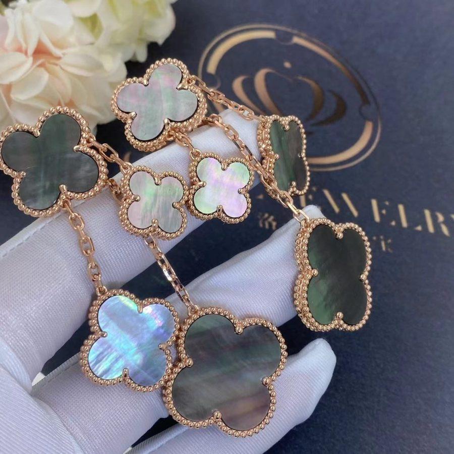 [AuraEcho]CLOVER EARRINGS DARK MOP 4 MOTIFS ROSE GOLD