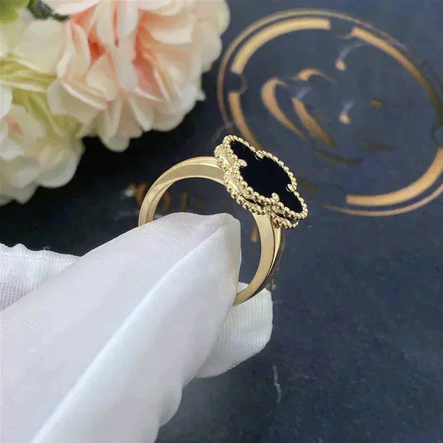 [AuraEcho]CLOVER ONYX RING