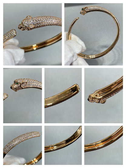 [AuraEcho]PANTHERE FULL DIAMOND OPEN BRACELET